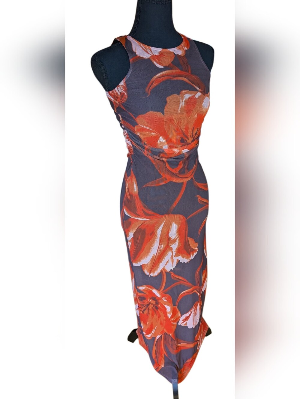 Women's Floral Sleeveless Tank Mesh Maxi Dress, NWT! XS